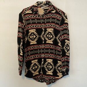 Tribal Pattern Button-Up Shirt